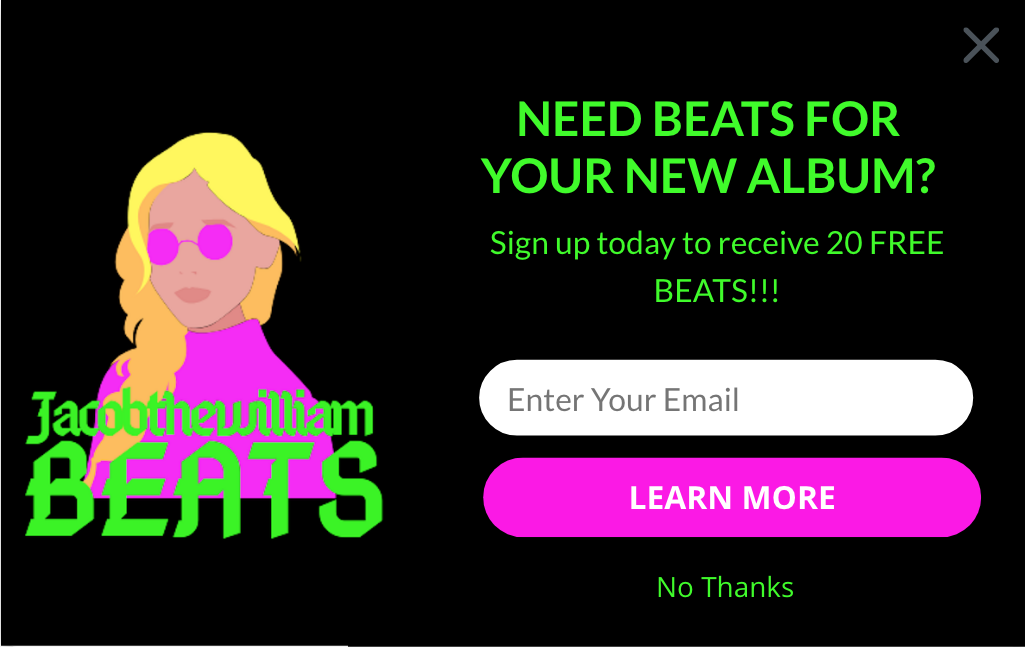 jacobthewilliam.BEATS DIFFERENT: call to action / sign-up page